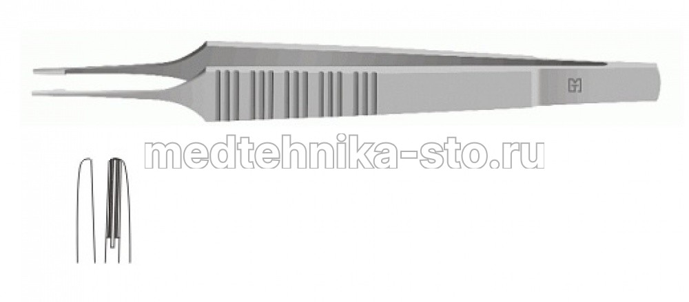 Пинцет м/х по Де Бейки, 150 мм, р.ч. 2,8 мм, плат.15 мм