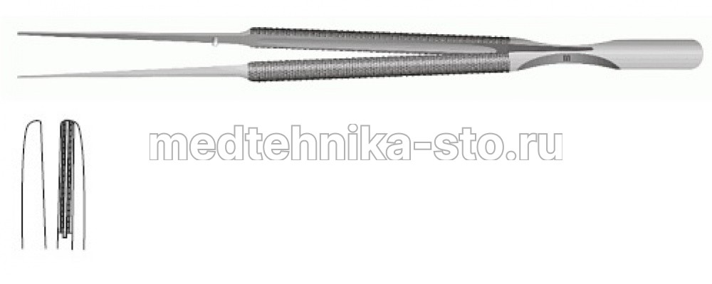 Пинцет м/х по Де Бейки кр.р, 180 мм, р.ч. 2,5 мм, плат.18 мм