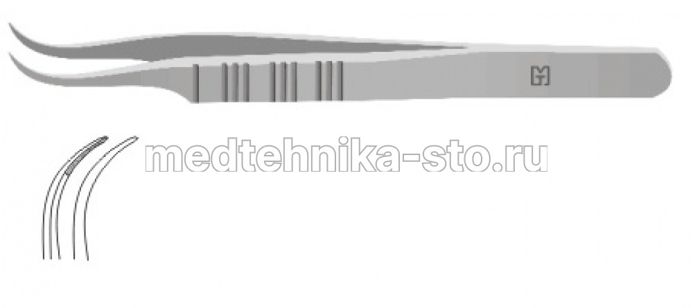 Пинцет м/х, тип Колибри изогн., 110 мм, пл.р., р.ч. 0.2 мм