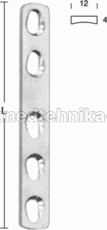 Пластина прямая узкая 12х4 мм, дл. 167 мм, 10 отв.